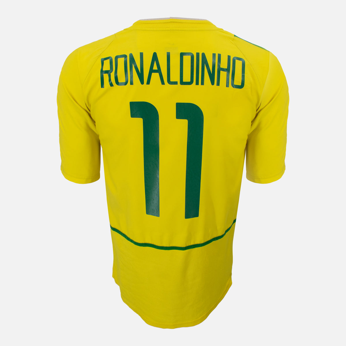 2002-04 Brazil Home Shirt Ronaldinho 11 Nike [Good] L — Verified official Brazil shirt, condition graded | The Vault
