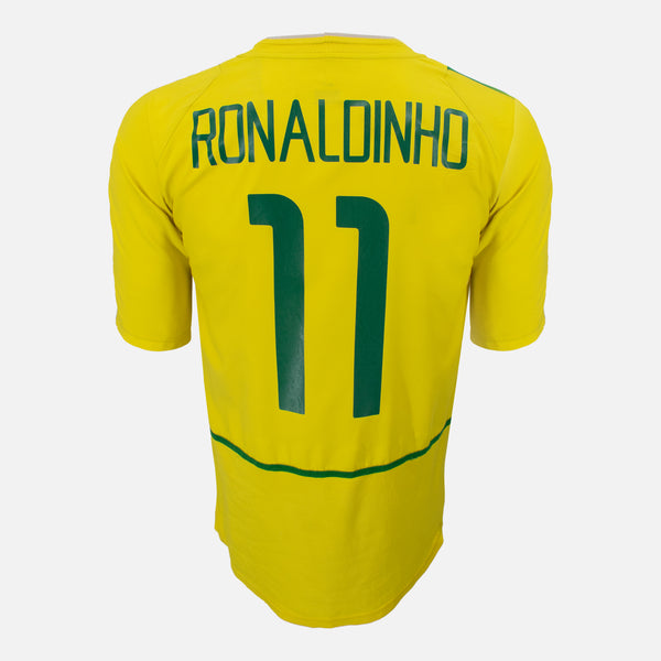 2002-04 Brazil Home Shirt Ronaldinho 11 Nike [Good] L