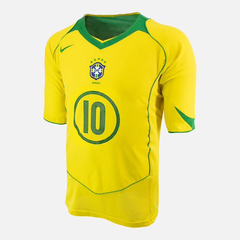 2004-06 Brazil Home Shirt Ronaldinho 10 [Excellent] S