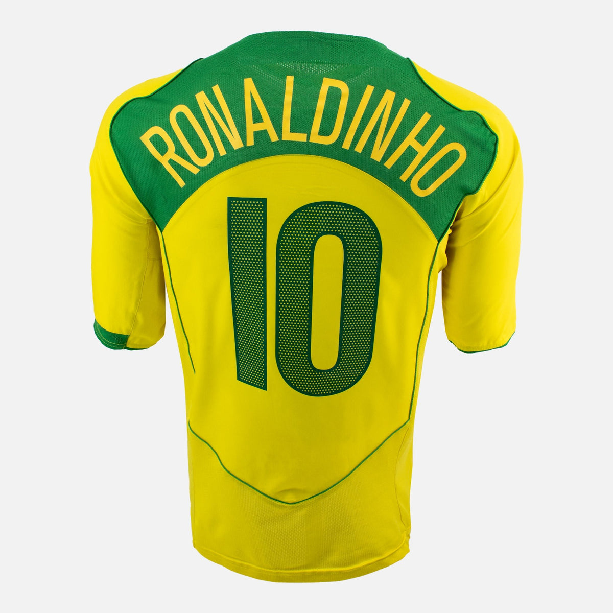 2004-06 Brazil Home Shirt Ronaldinho 10 Total 90 [Excellent] — Verified official Brazil shirt, condition graded | The Vault