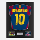 Framed Ronaldinho Signed Barcelona Shirt 2006 CL Final [Classic]