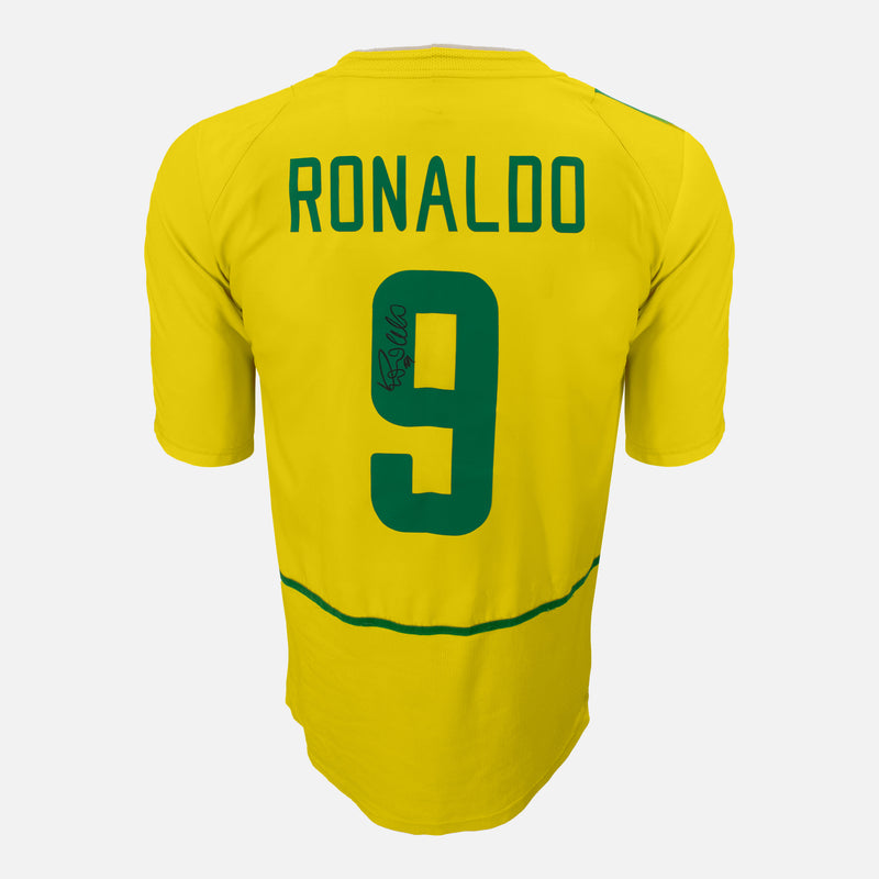 Framed Ronaldo Signed Brazil Shirt 2002-04 Home [Lite]