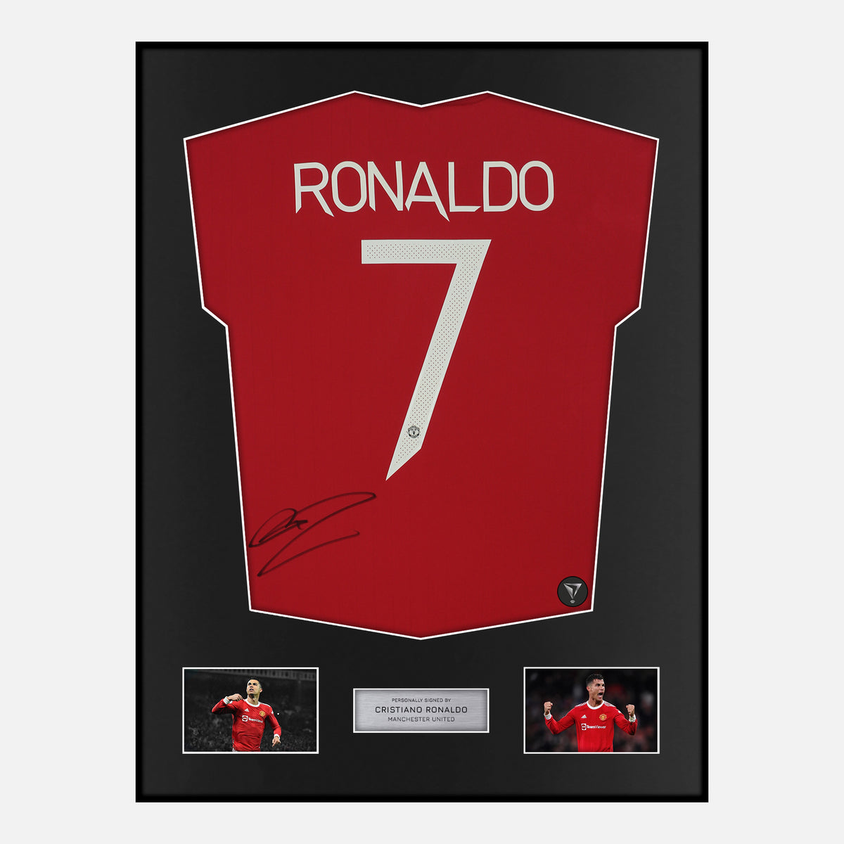 Framed Cristiano Ronaldo Signed Manchester United Shirt Home 7 [Classic] — Classic framed Manchester United shirt signed by Cristiano Ronaldo | The Vault