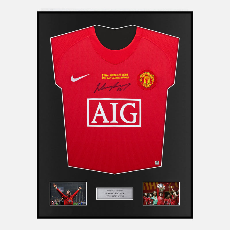 Rooney Framed Signed Shirt Manchester United 2008 Final