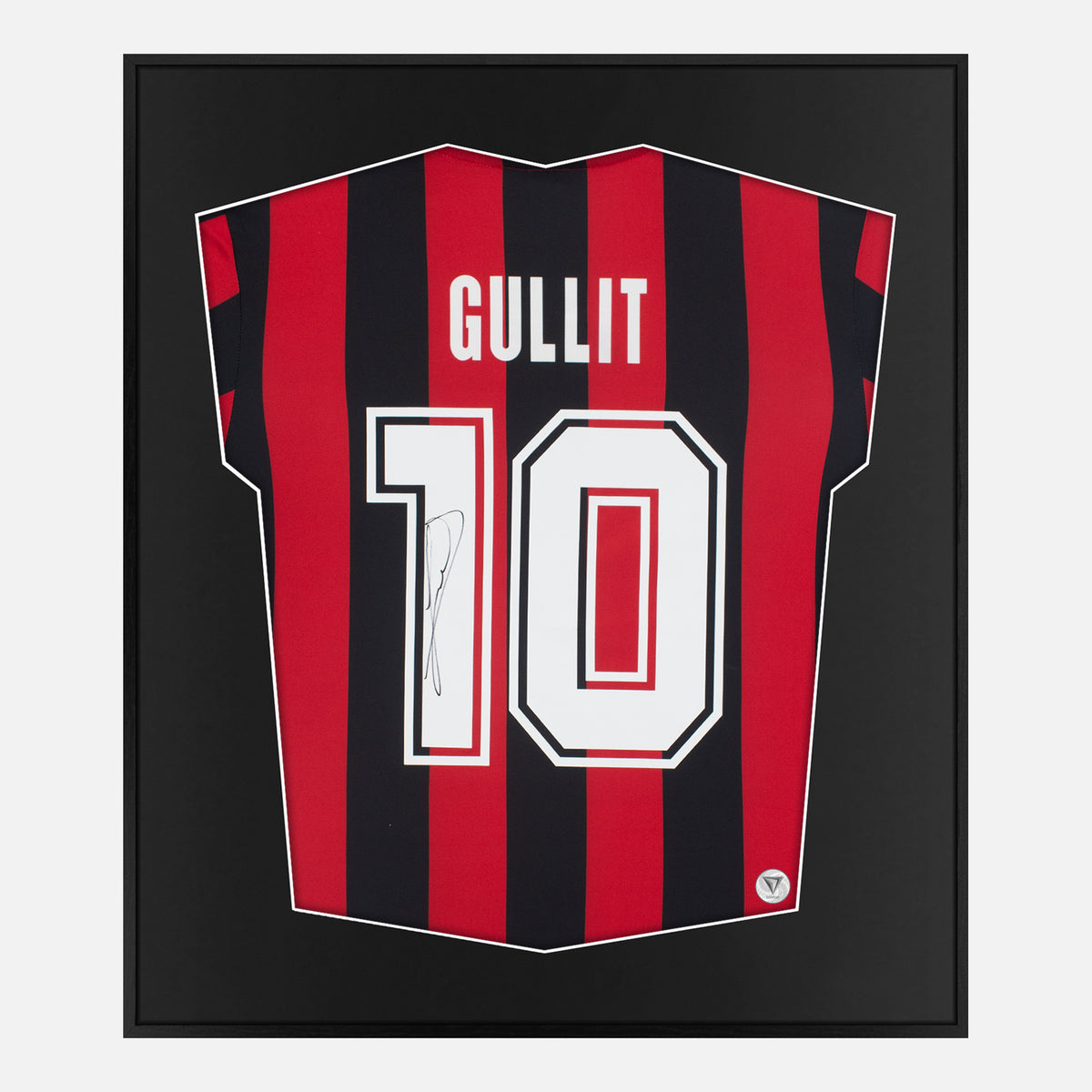 Framed Ruud Gullit Signed Shirt, AC Milan 1988 Home [Lite] — Authentic signature with NFC and COA | The Vault