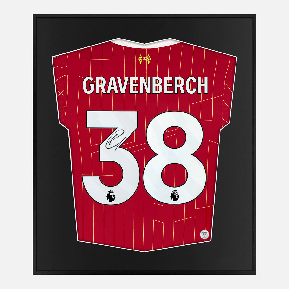 Framed Gravenberch Signed Liverpool Shirt 2024-25 Home [Lite] — Authentic signature with NFC and COA | The Vault