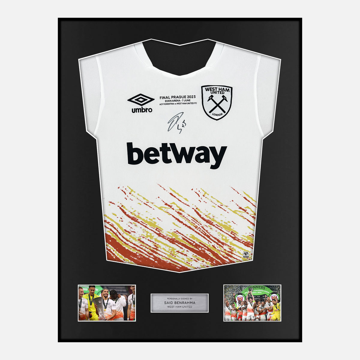Framed Said Benrahma Signed West Ham Shirt 2023 Conference Final [Classic] — Verified autograph with NFC and certificate | The Vault