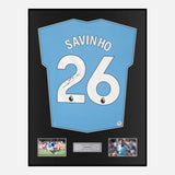 Framed Savinho Signed Manchester City Shirt 2024-25 Home [Modern]