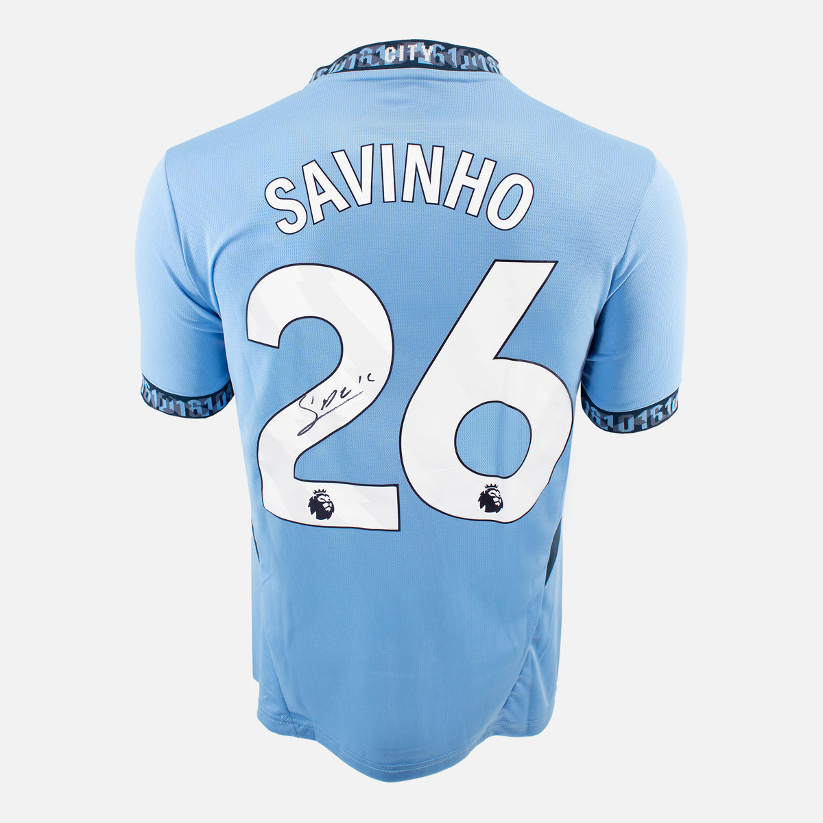 Savinho Signed Manchester City Shirt 2024-15 Home [26] — Manchester City signed shirt from the 2024 to 2025 season | The Vault