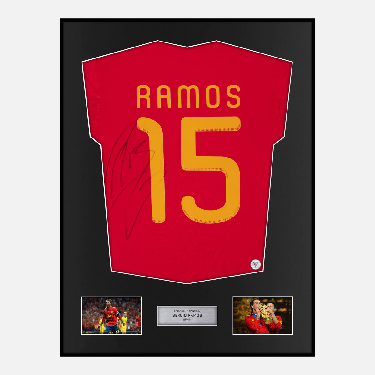 Framed Sergio Ramos Signed Spain Shirt 2010 World Cup [Classic] — Verified autograph with NFC and certificate | The Vault