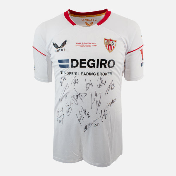 Squad Signed Sevilla Shirt 2023 Europa League Winners [14 Autographs]