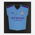 Framed Agüero Signed Manchester City Shirt, Blue, New [Lite]