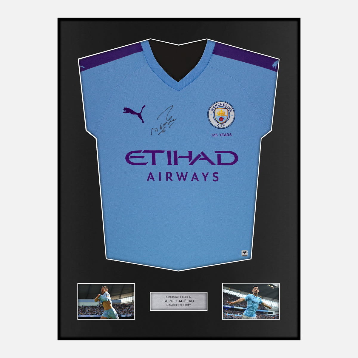 Framed Sergio Agüero Signed Manchester City Shirt 2019-20 Home [Classic] — Verified autograph with NFC and certificate | The Vault
