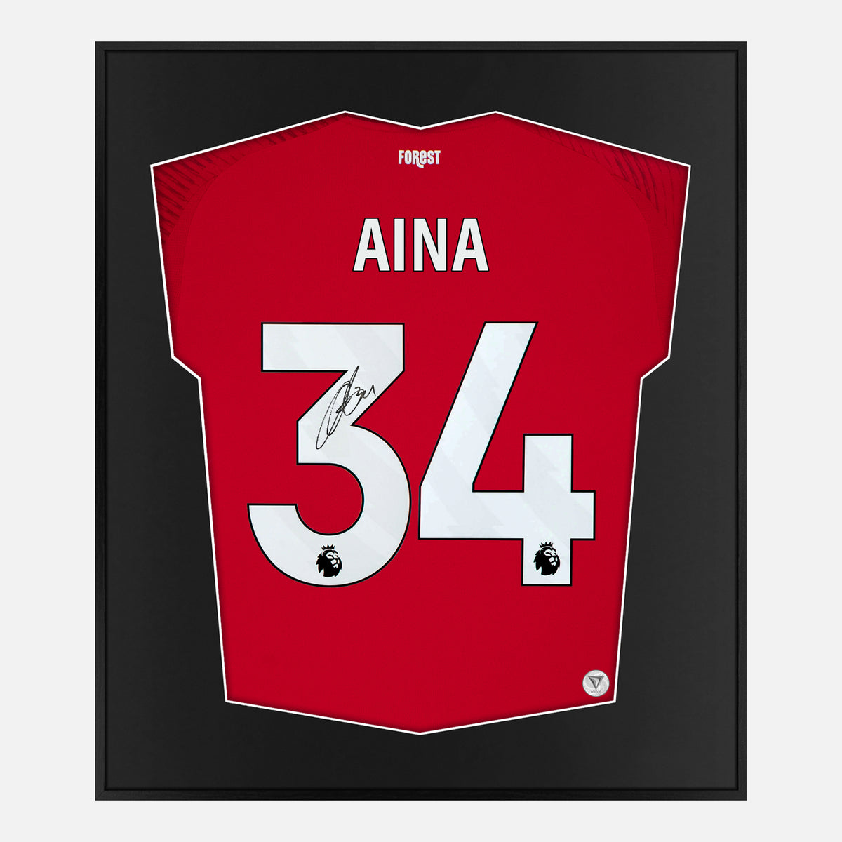 Framed Ola Aina Signed Shirt, Nottingham Forest Home [Lite] — Authentic signature with NFC and COA | The Vault