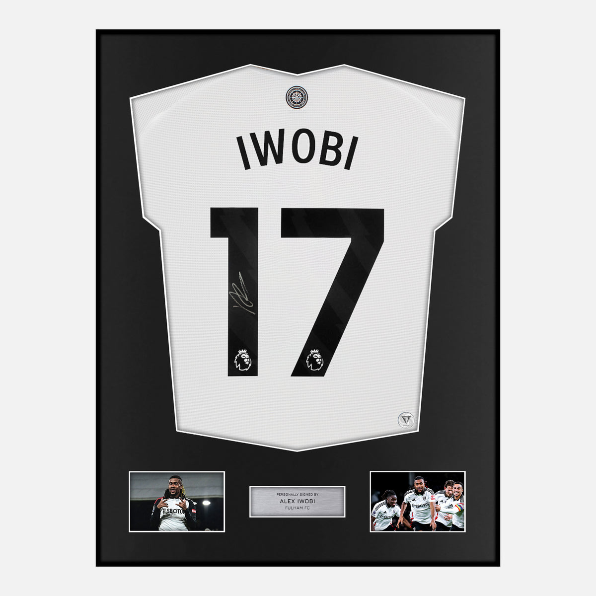 Framed Alex Iwobi Signed Fulham Shirt 2024-25 Home [Classic] — Verified autograph with NFC and certificate | The Vault