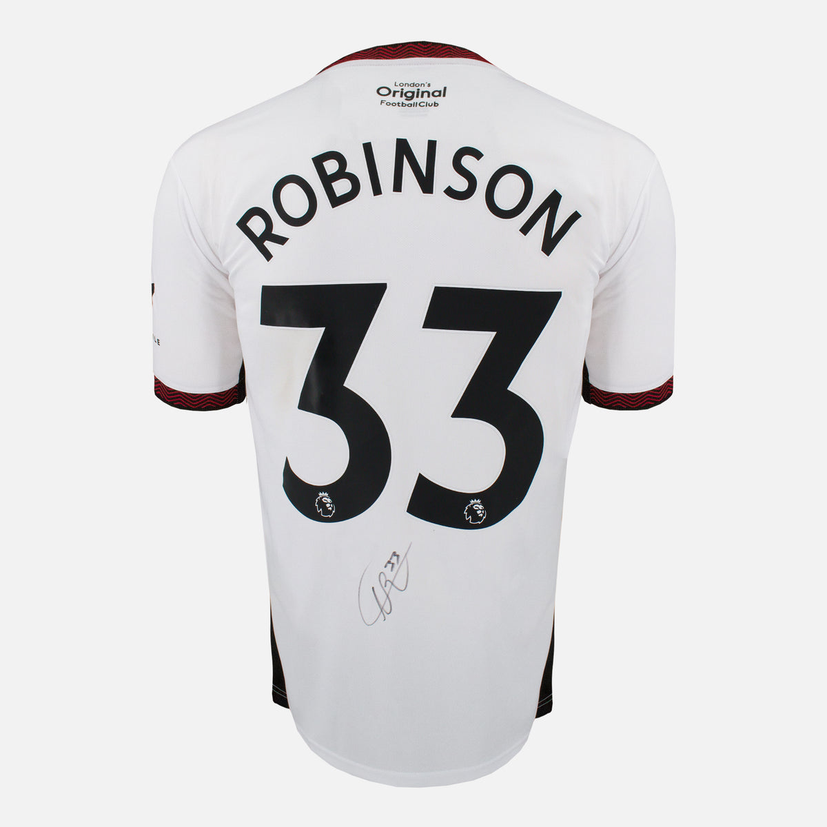 Antonee Robinson Signed Fulham Shirt 2022-23 Home [33] — Fulham signed shirt from the 2022 to 2023 season | The Vault