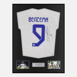 Framed Karim Benzema Signed Real Madrid Shirt Home 2021-22 [Classic]