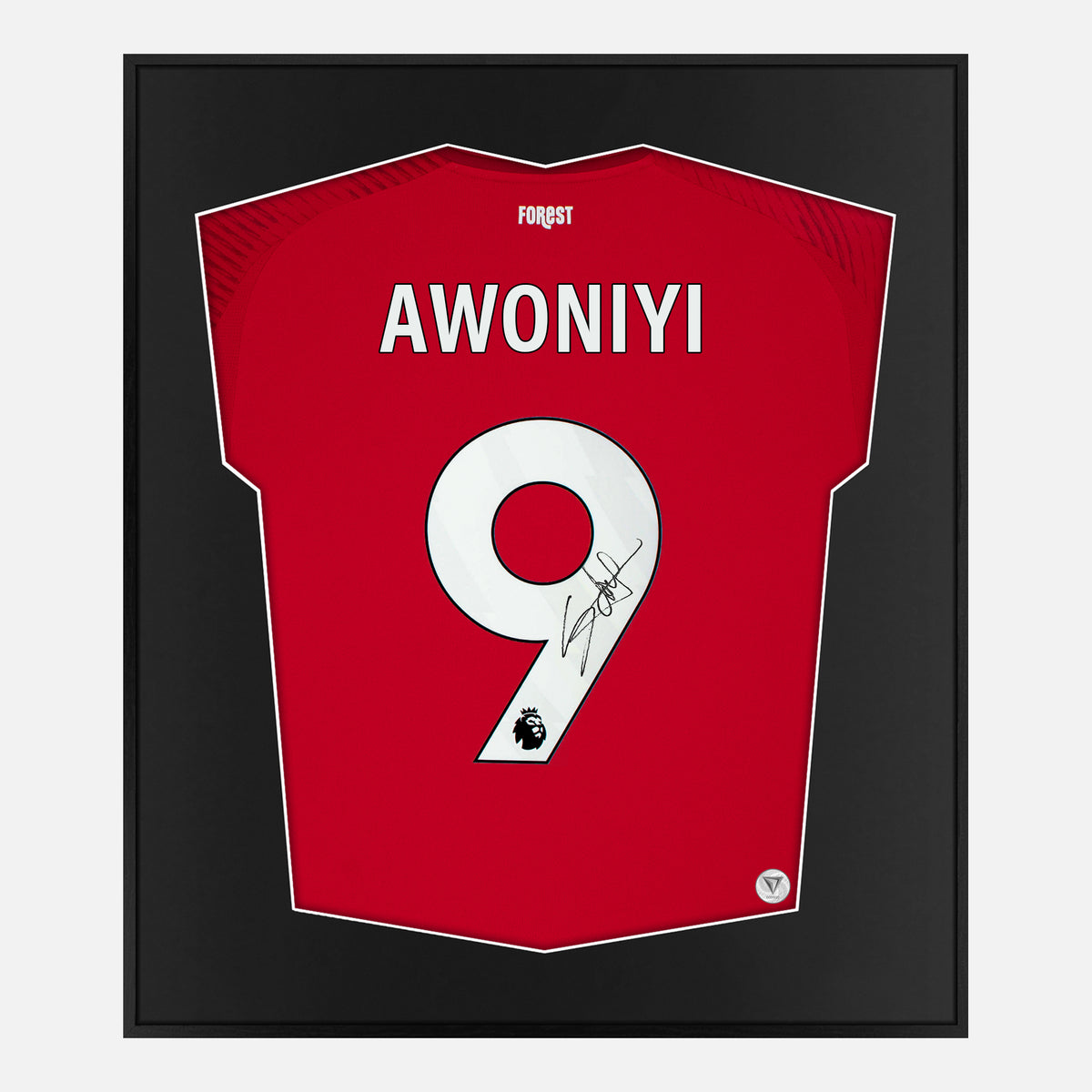 Framed Awoniyi Signed Shirt, Nottingham Forest Home [Lite] — Authentic signature with NFC and COA | The Vault
