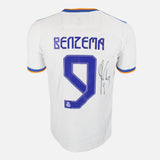 Framed Karim Benzema Signed Real Madrid Home 2021-22 [Lite]