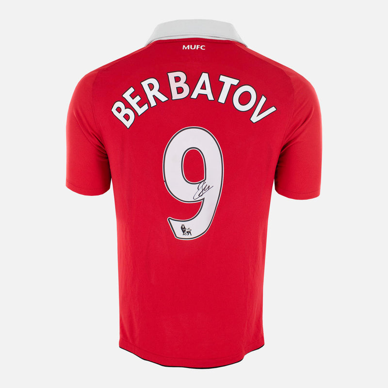 Framed Berbatov Signed Manchester United Shirt, Number 9 Home [Lite]
