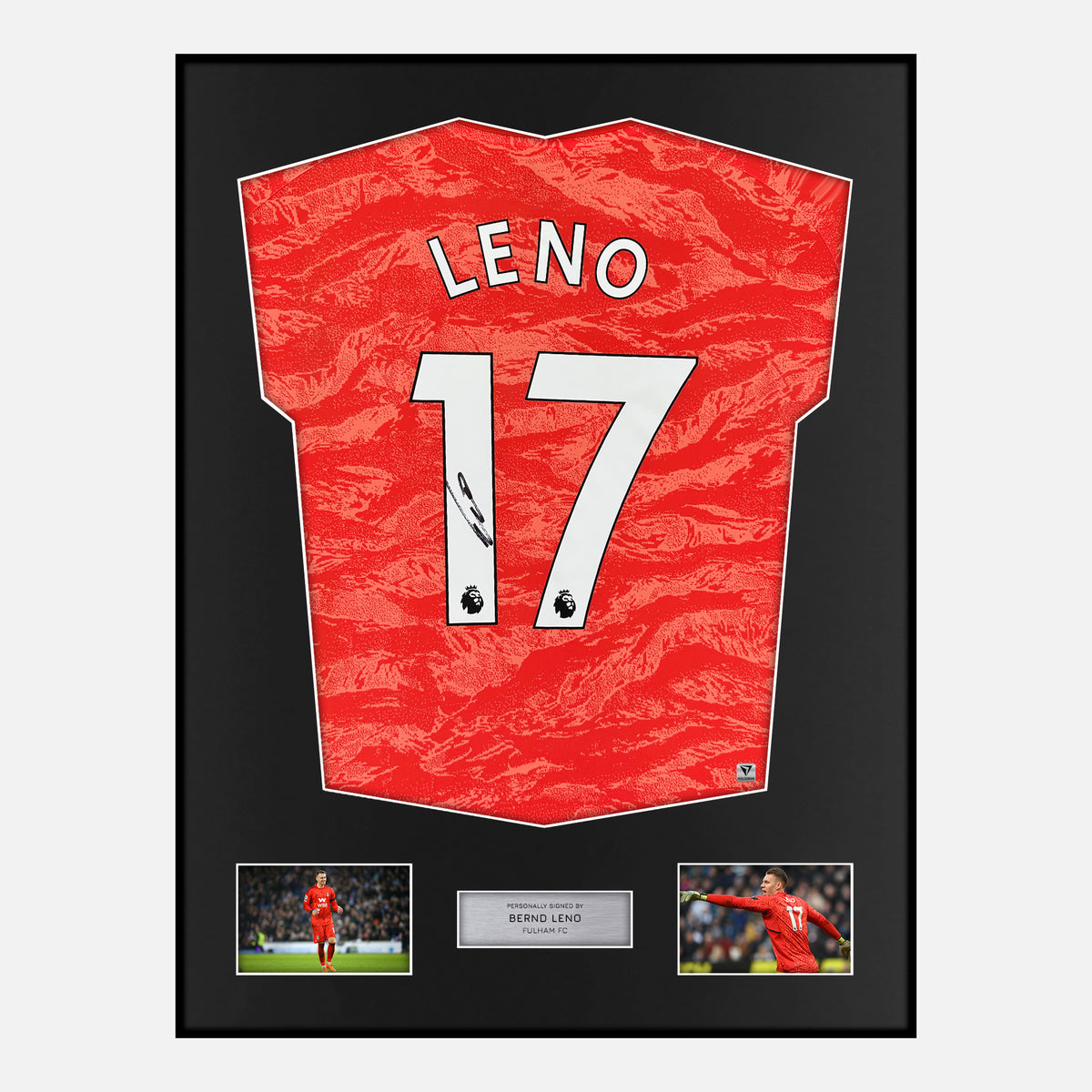 Framed Bernd Leno Signed Fulham Shirt Goalkeeper Home [Classic] — Verified autograph with NFC and certificate | The Vault