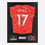 Framed Bernd Leno Signed Fulham Shirt Goalkeeper Home [Modern]