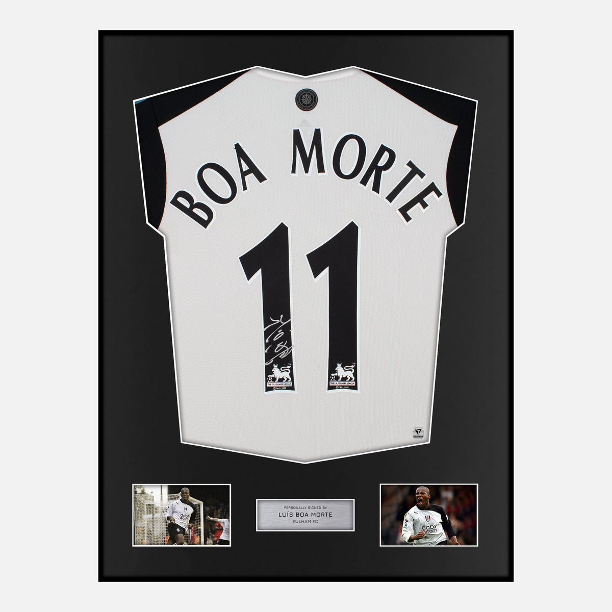 Framed Luís Boa Morte Signed Fulham Shirt Home [Classic] — Verified autograph with NFC and certificate | The Vault