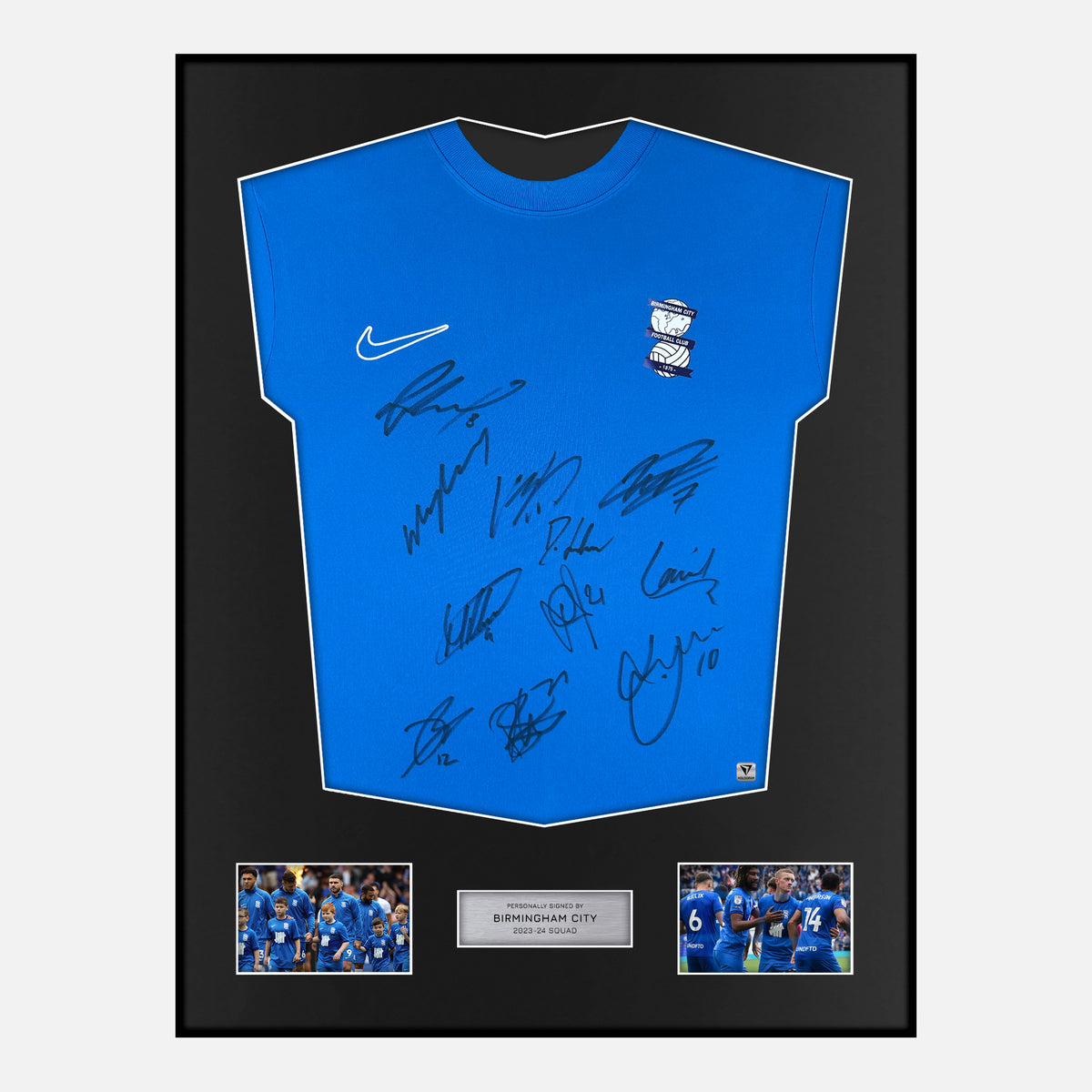 Framed Squad Signed Birmingham City Shirt 2023-24 Blue [Classic] — Verified autograph with NFC and certificate | The Vault