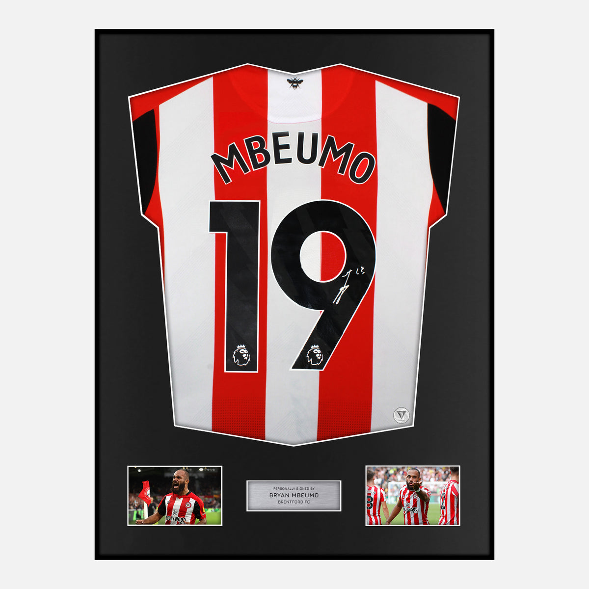 Framed Bryan Mbeumo Signed Brentford Shirt 2023-25 Home [Classic] — Verified autograph with NFC and certificate | The Vault