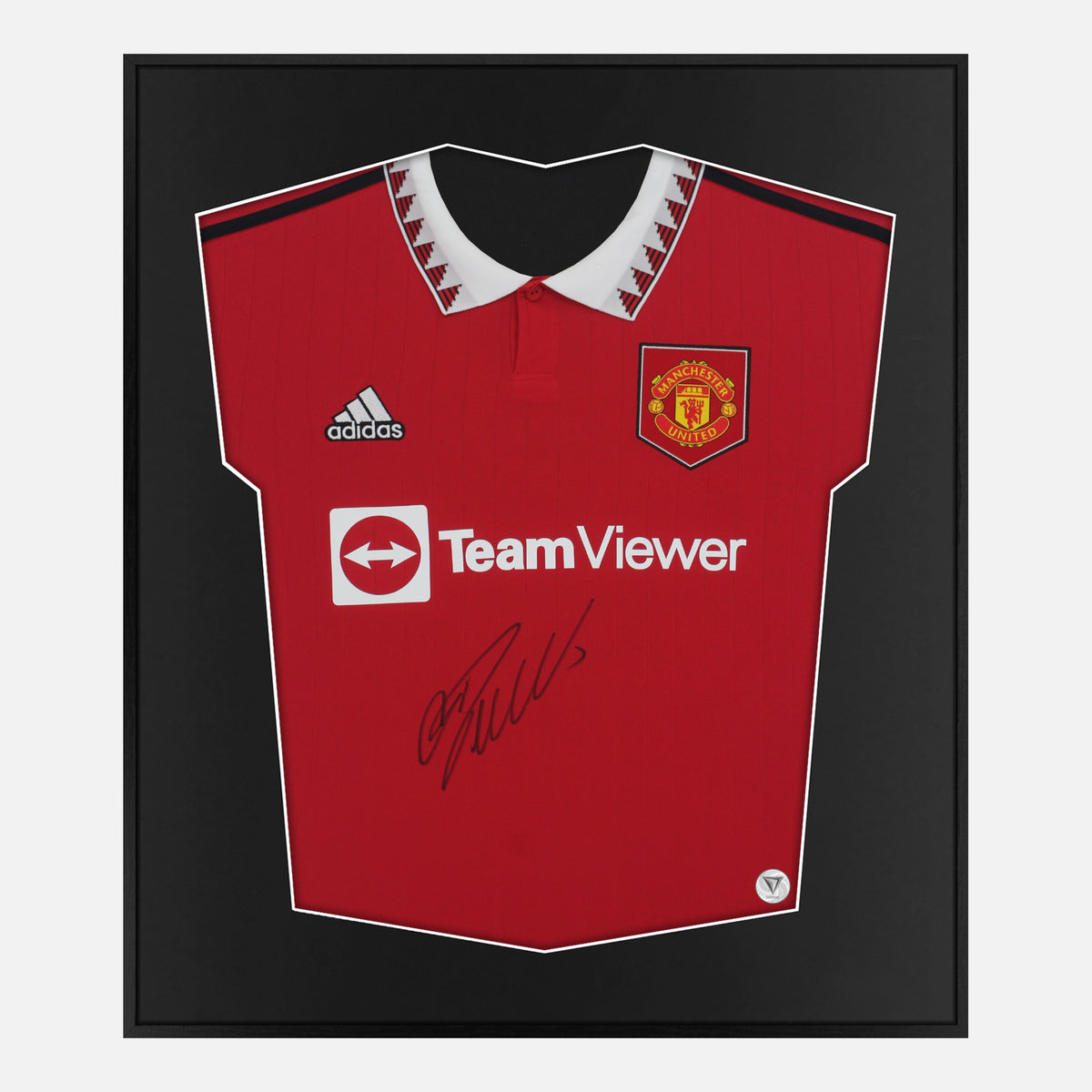 Framed Ronaldo Signed Shirt, Manchester United Home [Lite] — Authentic signature with NFC and COA | The Vault