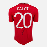 Framed Diogo Dalot Signed Manchester United Shirt Home 2022-23 [Modern]