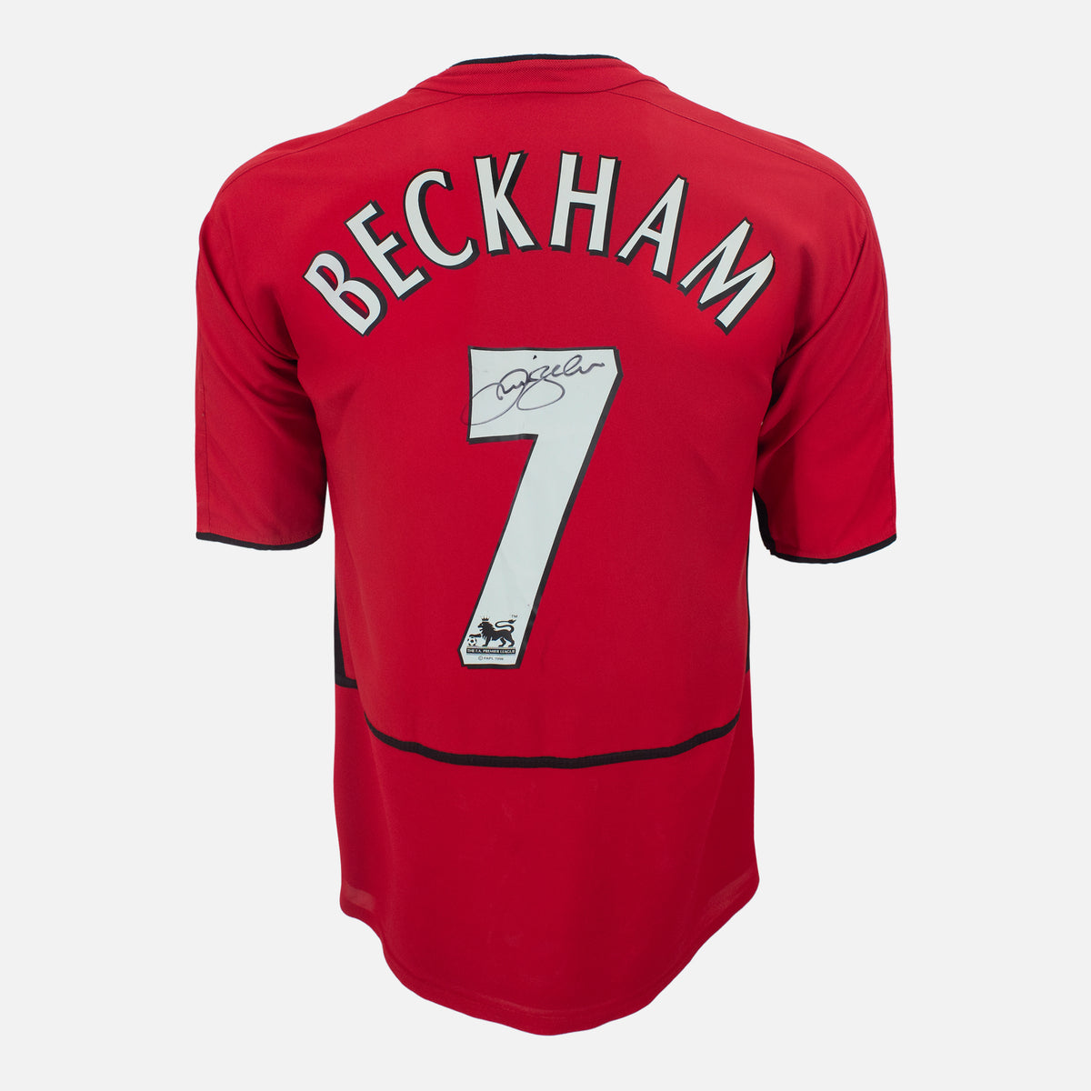 David Beckham Signed Manchester United Shirt 2002-04 Home [7] — Official Manchester United shirt signed by David Beckham | The Vault