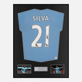 Framed David Silva Signed Manchester City Shirt 2010-11 Home [Classic]