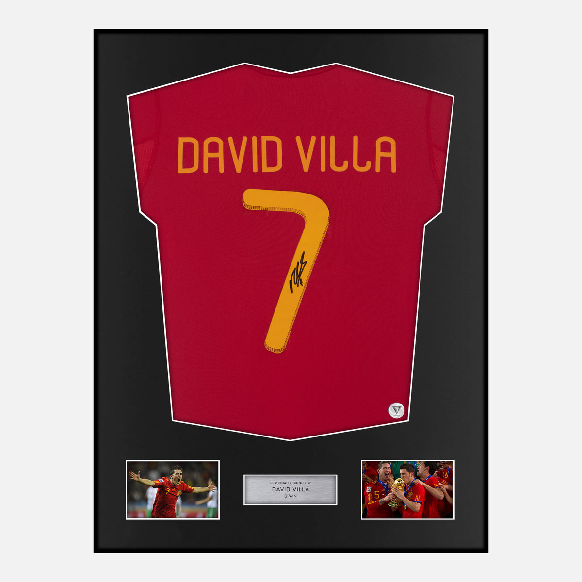 Framed David Villa Signed Spain Shirt 2010 World Cup [Classic] — Verified autograph with NFC and certificate | The Vault