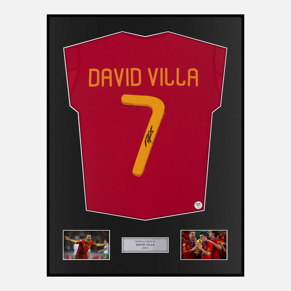 Framed David Villa Signed Spain Shirt 2010 World Cup [Classic]