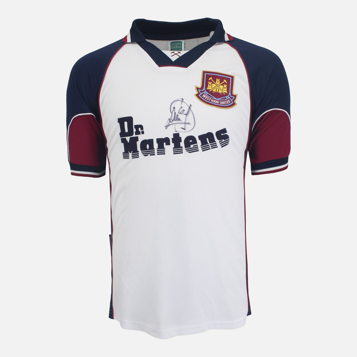 Paolo Di Canio Signed West Ham United Shirt Away [Front] — Official West Ham United shirt signed by Paolo Di Canio | The Vault