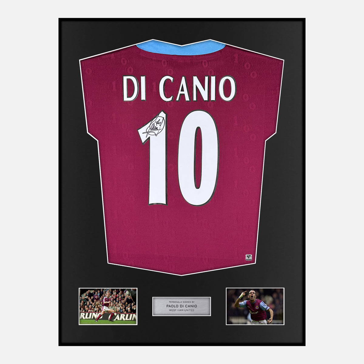 Framed Paolo Di Canio Signed West Ham United Shirt 1995 Home [Classic] — Verified autograph with NFC and certificate | The Vault