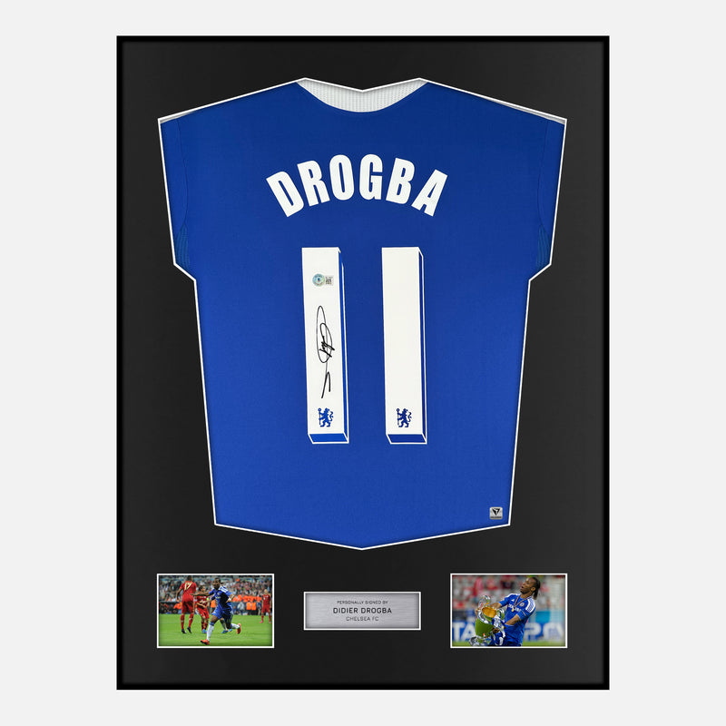Framed Didier Drogba Signed Chelsea Shirt 2012 CL Final [Modern]