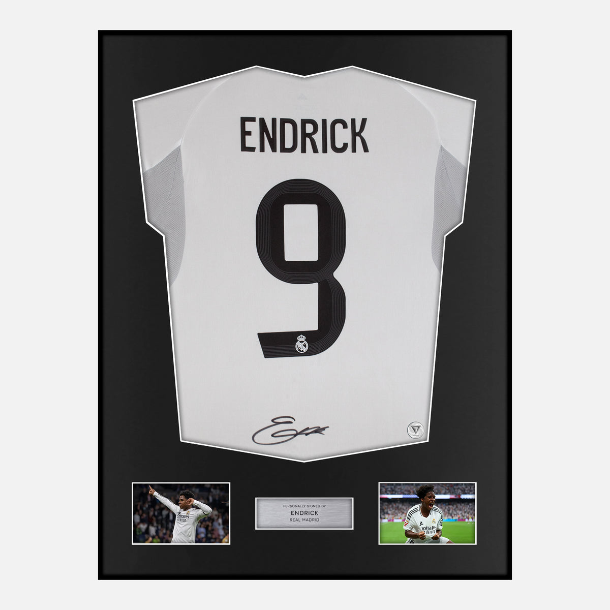 Framed Endrick Signed Real Madrid Shirt 2025-26 Home [Classic] — Verified autograph with NFC and certificate | The Vault