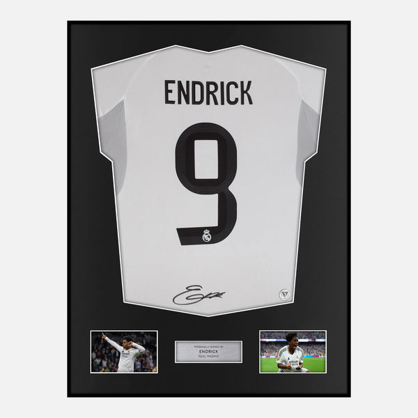 Framed Endrick Signed Real Madrid Shirt 2025-26 Home [Classic]
