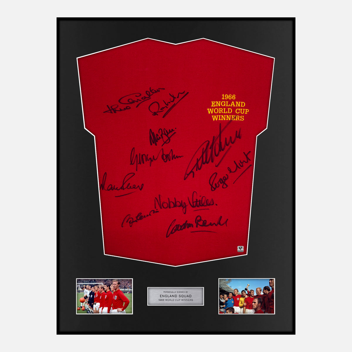 Framed Squad Signed England Shirt 1966 World Cup Winners [Classic] — Verified autograph with NFC and certificate | The Vault
