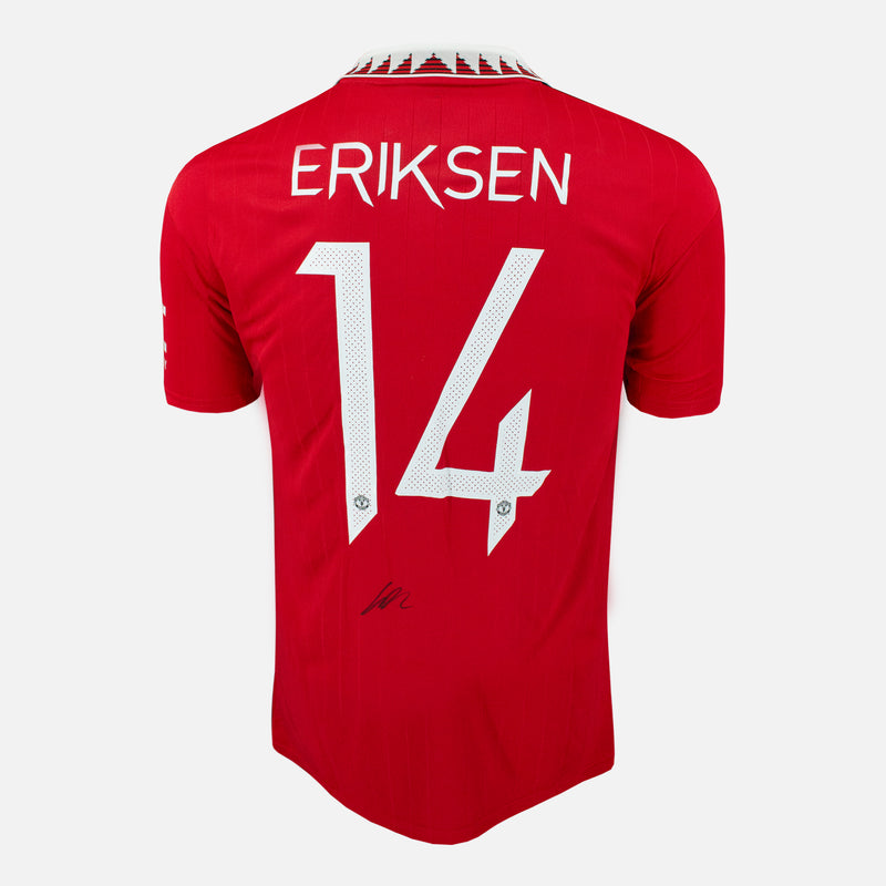 Framed Christian Eriksen Signed Manchester United Shirt Home 2022-23 [Modern]