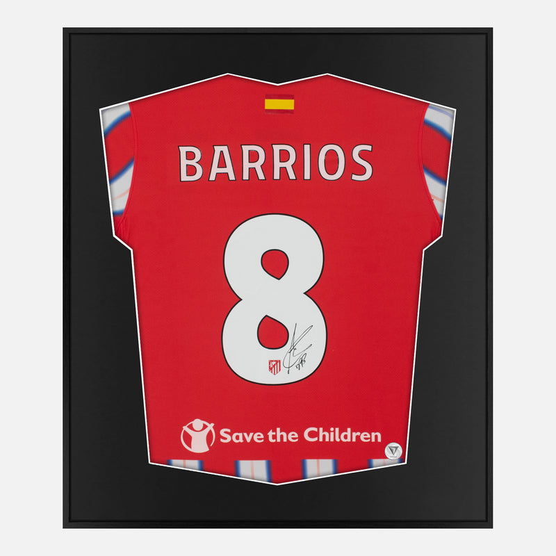 Framed Pablo Barrios Signed Atletico Madrid Shirt, Home [Lite]