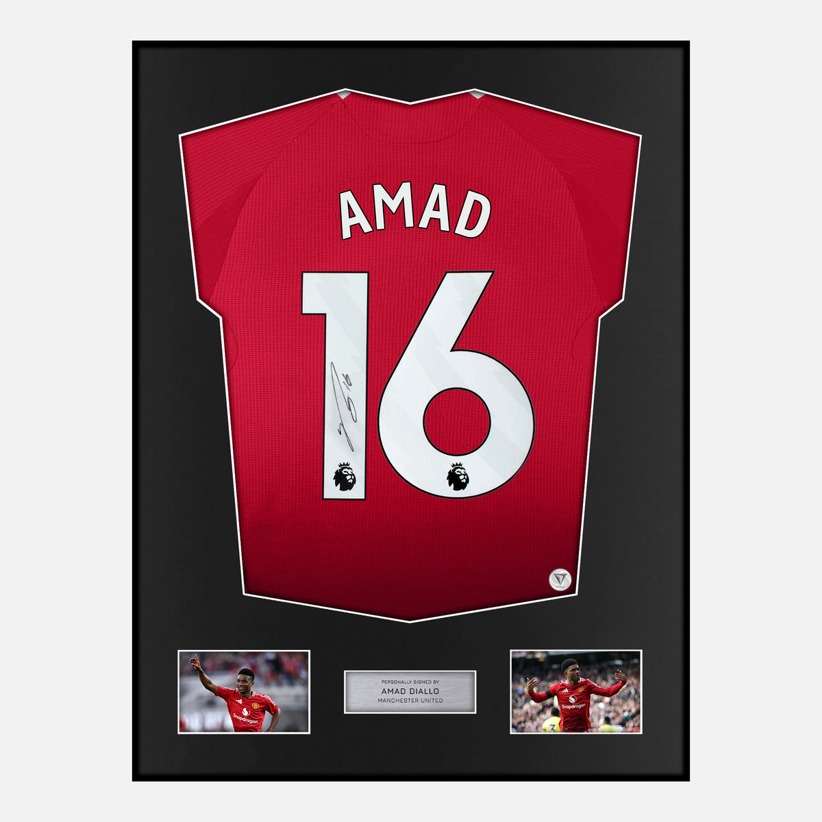 Framed Amad Diallo Signed Manchester United Shirt Home 2024-25 [Classic] — Verified autograph with NFC and certificate | The Vault