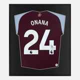Framed Onana Aston Villa Signed Shirt, Home [Lite]