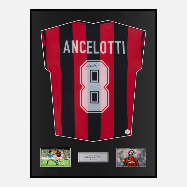 Framed Carlo Ancelotti Signed AC Milan Shirt Home 1989-90 [Classic]