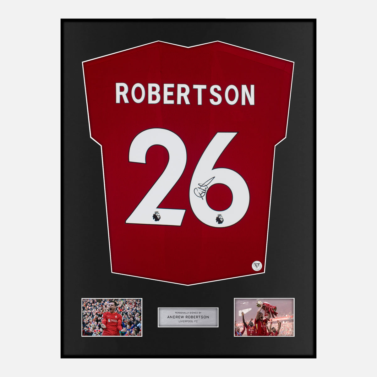 Framed Andrew Robertson Signed Liverpool Shirt 2019-20 Home [Classic] — Verified autograph with NFC and certificate | The Vault