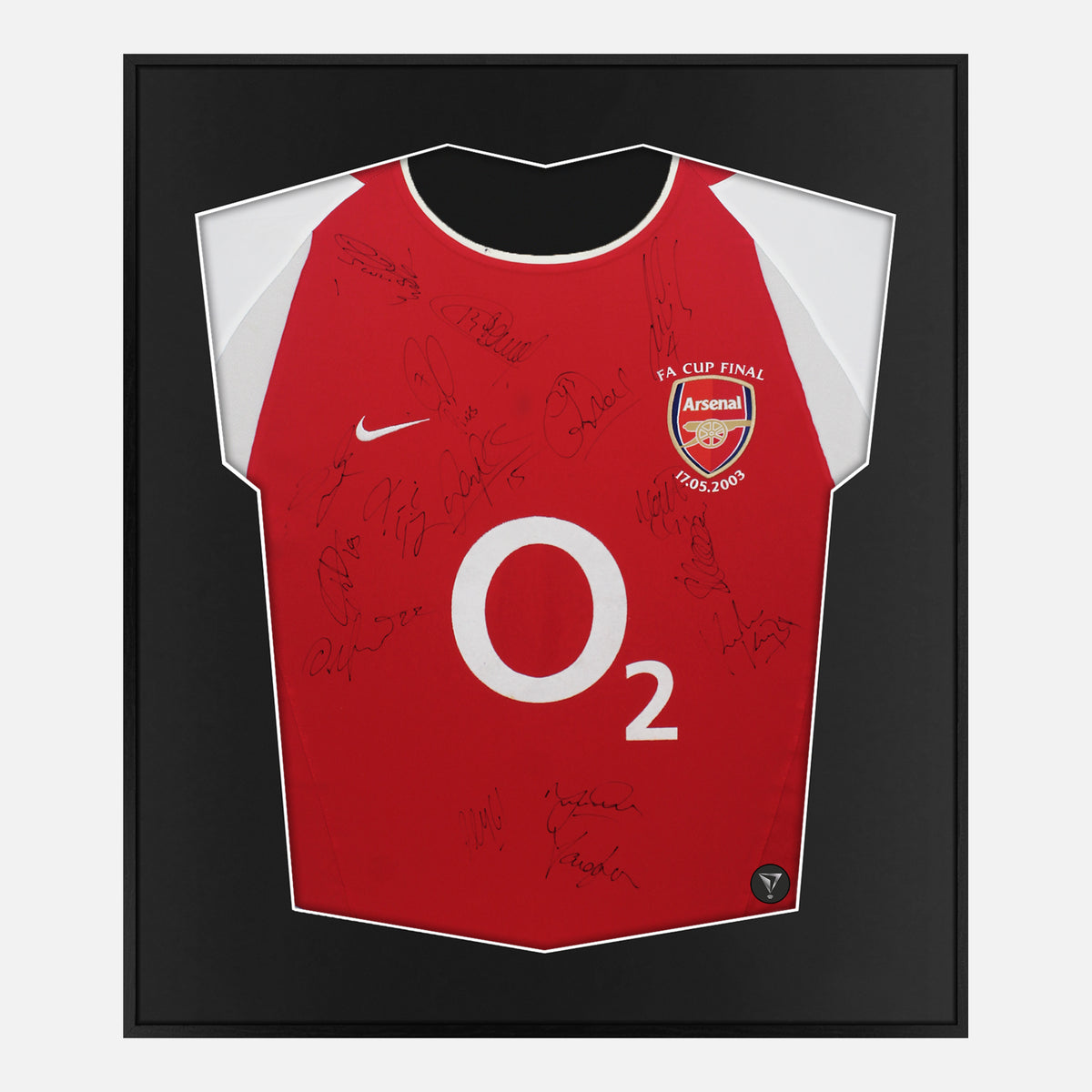 Framed Squad Signed Arsenal Shirt 2003 FA Cup Winners [Lite] — Lite framed signed Arsenal shirt | The Vault