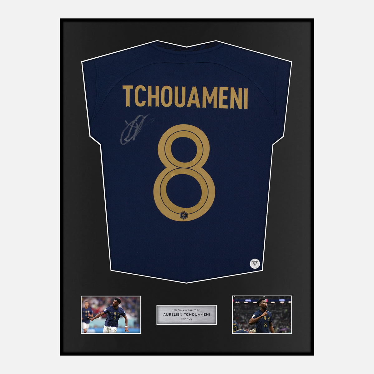 Framed Aurélien Tchouaméni Signed France Shirt 2022 World Cup [Classic] — Verified autograph with NFC and certificate | The Vault