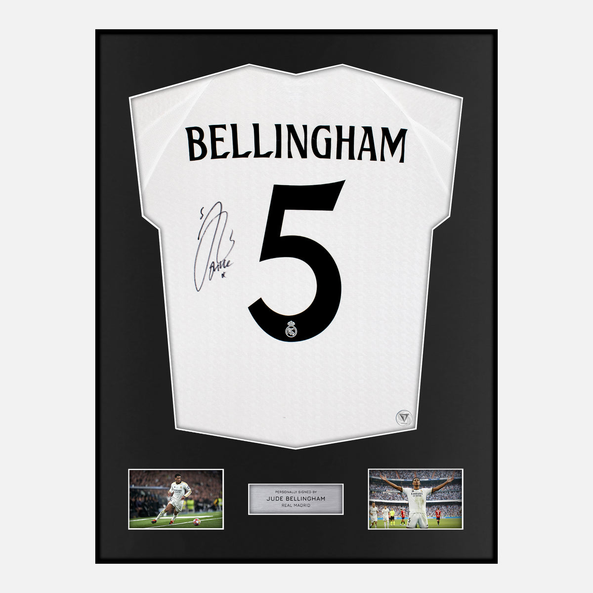 Framed Jude Bellingham Signed Real Madrid Shirt 2024-25 Home [Classic] — Verified autograph with NFC and certificate | The Vault